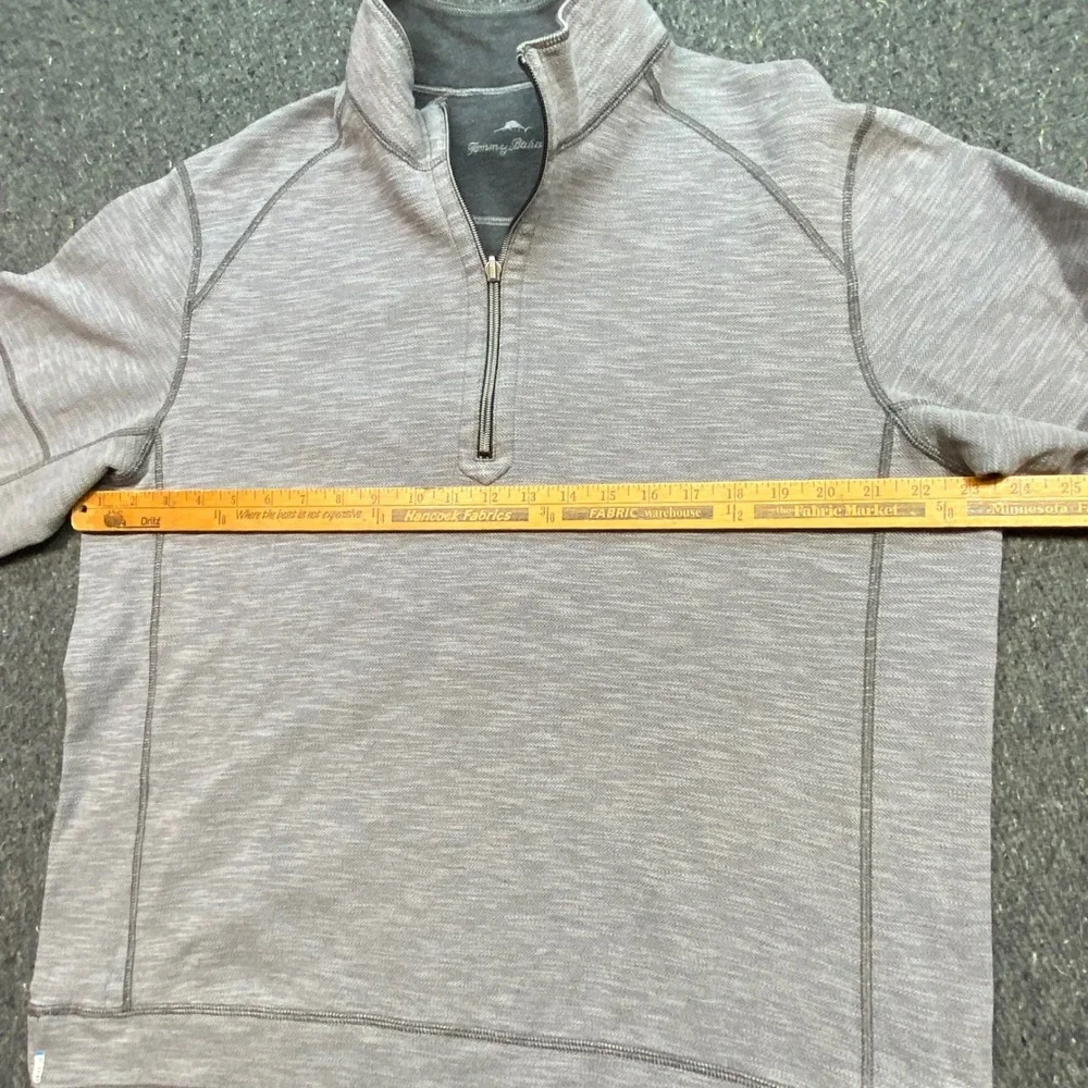 Tommy Bahama Quarter Zip Pullover Sz XL Mens Grey Coastal Preppy Herringbone